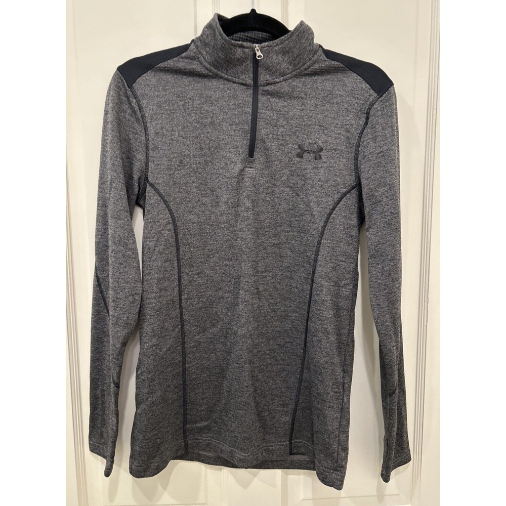 Under Armor Women's Cold Gear Long Sleeve Grey Fitted Pullover  1/4 Zipper Small